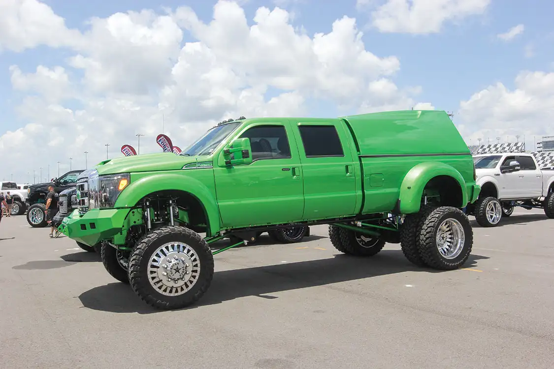 Bright green Ford F350 