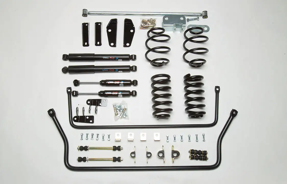 3/4 front drop springs, deluxe pan hard bar, front shocks, rear shocks