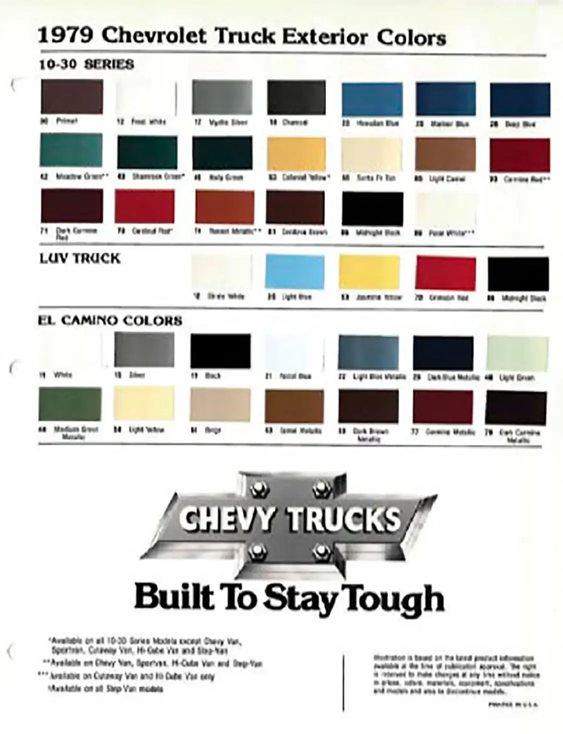 1979 chevrolet truck exterior colors