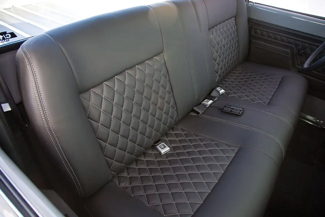 Bench seat in supple black leather